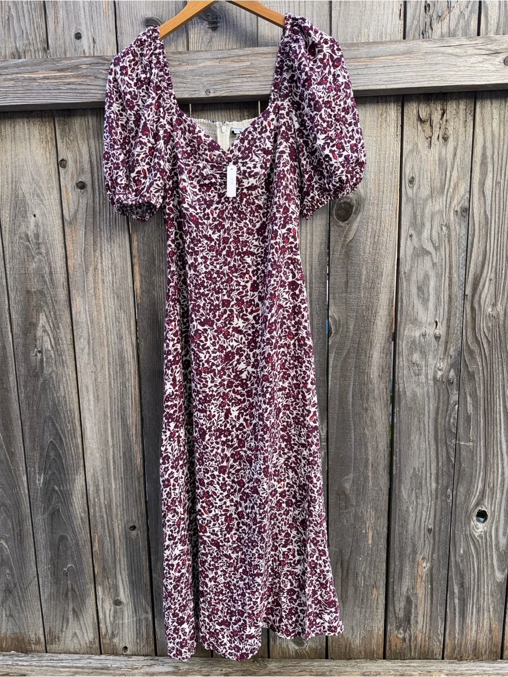 Madewell Puff Sleeve Sweetheart Midi Dress in Floral Size 4
